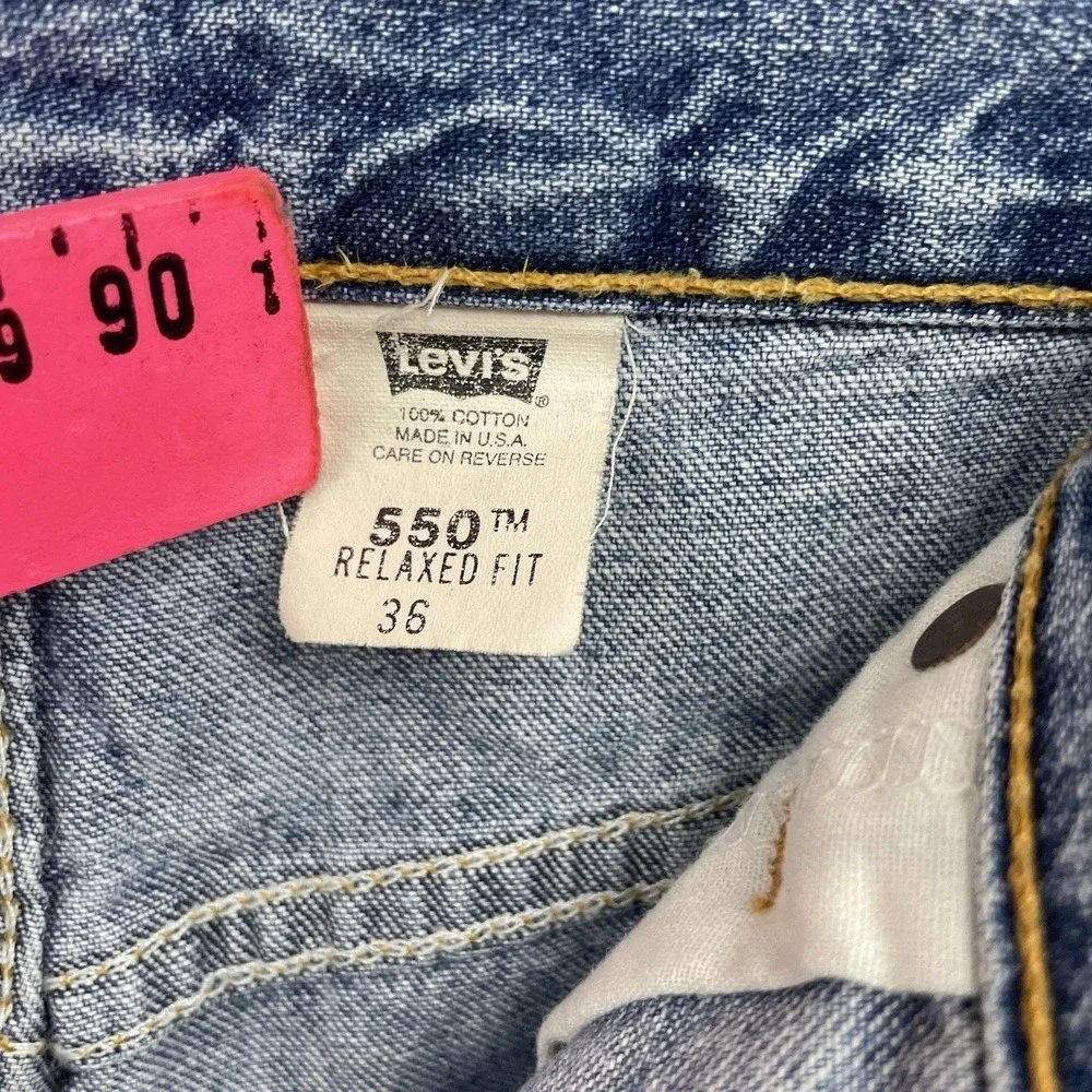 Levi's 550 Relaxed Fit Denim Shorts Mens 36 Blue Made in‎ USA Vintage 35550-4013